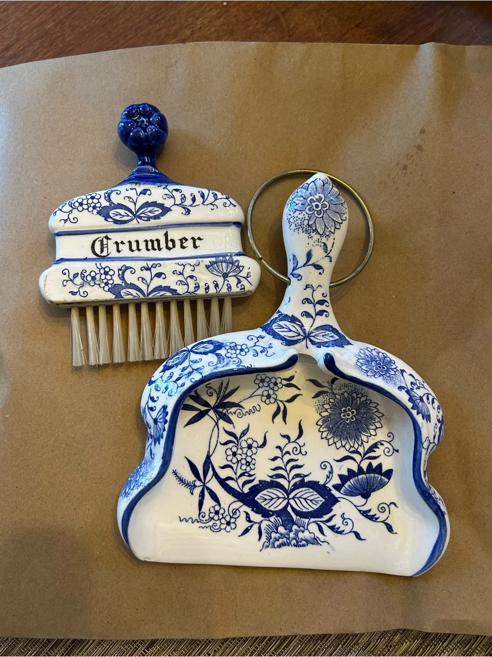 Vintage made in Japan  ceramic crumber/table crumb catcher dustpan and brush